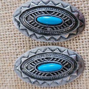 Silver and Turquoise Oblong Earrings